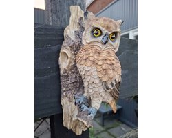 Uil op stam beeld - muurdecoratie - Gedetailleerd - Losse beelden - Polyresin - Polystone - Wonen - Decoratie - Woondecoratie - Merchandise - Mancave