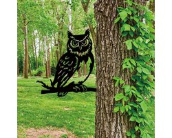 Uil Tuin Decor Vogel Outdoor Tuin Ornament Zwart Silhouet Outdoor Decor Dieren Metalen Hek Stakes Decoratieve Metalen Tuin Art Muursculpturen voor Boerderij Gazon Patio Gift voor Tuinders
