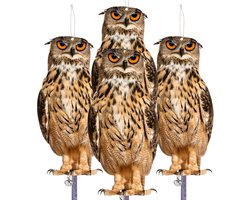 Uil Vogelverschrikker en Vogelafschrikmiddelen voor Tuin, Vijver en Terras - 4 Stuks om Meeuwen en Duiven te Verjagen