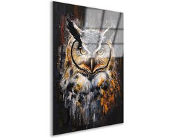 Uil wanddecoratie - Dieren glasschilderijen - Glasschilderijen vogel - Dieren - Wanddecoratie slaapkamer - Plexiglas schilderij - Muur kunst acrylglas 40x60 cm