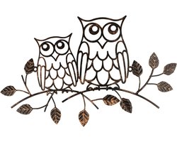 Uilen wanddecoratie van metaal voor huis, woonkamer, slaapkamer, tuin - binnen en buiten.