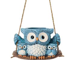 Uilenbloempot - Schattige bloempot van hars met drainage - Decoratieve vaas voor planten - Schattig uilenontwerp - Geschikt voor balkon, terras, tuin, buitentuin, huisdecoratie, kruidentuin