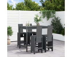 uin Barset 5-delig Massief Grenen Hout Grijs L315 cm – Outdoor Bartafel met Hockers voor Terras, Balkon & Tuin – Rustieke Bistro Set Weerbestendig Design HomebyNicole