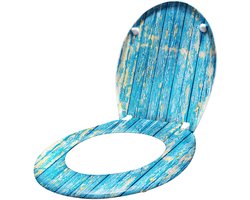 UISBERT Toiletbril Soft Close - Hard Plastic-Blauw Houten Bord(45x38cm)