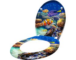 UISBERT Toiletbril Soft Close - Hard Plastic-Kleurrijke Siervissen (45x38cm)