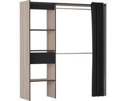 Uitbreidbaar kastpakket CHICAGO - Decor in eiken en zwart - B 168,2 x D 50 x H 187 cm