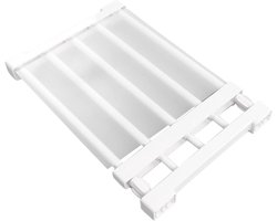 Uitbreidbaar metalen opbergrek met verstelbare lengte van 38-55 cm, ideaal als organizer en verdeler voor kast, keuken en badkamer voor overzichtelijke opbergruimte