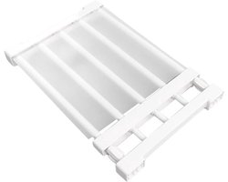 Uitbreidbaar metalen opbergrek met verstelbare lengte van 38-55 cm, ideaal als organizer en verdeler voor kast, keuken en badkamer voor overzichtelijke opbergruimte