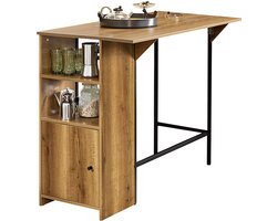 Uitbreidbare Bartafel - Keukentafel - Eettafel - Industrieel Ontwerp - Opbergruimte - Stabiele en Verstelbare Voeten - 120cm x 95cm x 63cm