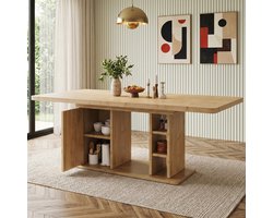 Uitbreidbare Eettafel 140/180x80 cm - 6-8 Personen Met Opbergruimte En 3 cm Dik Tafelblad Eiken
