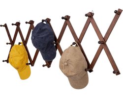 Uitbreidbare Houten Accordeon Wandhanger met 20 Haken voor Jassen en Hoeden