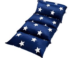 Uitklapbaar vloerkussen voor kinderen, stoffen bekleding voor bed en speelkamer, leeshoek, fauteuil, bankalternatief. Blauw kussen niet inbegrepen King Navy met ster