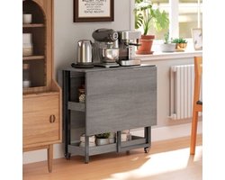 Uitklapbare Eettafel – Inklapbare Tafel – Opvouwbare Tafel – Vouwbare Keukentafel – Ruimtebesparende Tafel – Voor 2-4 Personen – Verrijdbaar Met Vergrendeling – Melamine, Stevig & Makkelijk Schoon