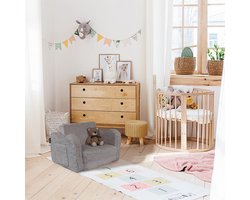 Uitklapbare Kinderstoel - Grijze Mini Stoel voor Kinderen - Comfortabele Oplossing voor Ontspanning en Spel
