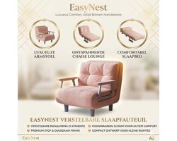 Uitklapbare Slaapstoel 3-in-1 – Fauteuil, Relaxstoel en Logeerbed – Zachte Bekleding met Armleuningen – 63 x 20 x 124 cm