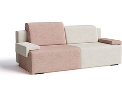 Uitklapbare Sofa-Bed voor de Woonkamer, Bank met Opbergruimte, Gestoffeerde Zetel met Slaapfunctie - Slaapbank HOOK - Crème + Oudroze (Diosa 03 + 60)