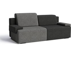 Uitklapbare Sofa-Bed voor de Woonkamer, Bank met Opbergruimte, Gestoffeerde Zetel met Slaapfunctie - Slaapbank HOOK - Donkergrijs + Zwart (Diosa 89 + 99)