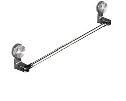 Uitschuifbaar Handdoekrek met Zuignap - 30 tot 60 cm - RVS & Kunststof - Zonder Boren - 120° Draaibaar - Voor Badkamer en Keuken - Transparant Grijs