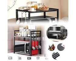 Uitschuifbaar Magnetron Rek, Opbergrek Met 2 Niveaus Voor Keukenapparatuur, Aanrecht Standaard Voor Airfryer.