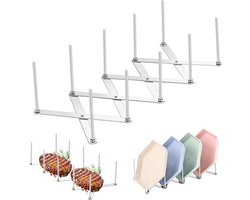 Uitschuifbaar Pannendeksel houder - Opbergen deksel rek - Dekselhouder - Bordenrek - uitschuifbaar - Verstelbaar - keuken accessoires - 5 laags - zilver