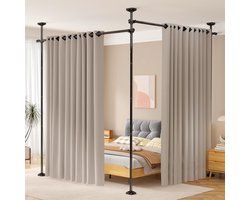 Uitschuifbaar Paraventframe Ruimteverdeler – Vrijstaand Scheidingswand Frame voor Gordijnen – Inkijkbescherming voor Woonkamer, Slaapkamer of Kantoor (Hoogte 227–312 cm, Breedte 71–290 cm)