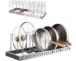 Uitschuifbaar Rek Voor Pannendeksels - Antislip Organizer Voor Voorraadkast - Pannenorganizer - Pannen- En Pottenhouder