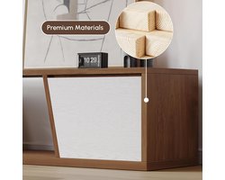 Uitschuifbaar TV meubel 180-280 cm – Modern TV lowboard met 3 lades en open opbergruimte – Walnoot & Wit design – Geschikt voor TV tot 120 inch – Mobili Bella