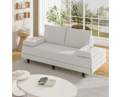Uitschuifbare 2-in-1 Sofabed 90/180 x 200 cm - Vouwbare Sofa met Slaffunctie - 200 cm Breed - 2-Zits voor Woonkamer - Linnen (Wit)