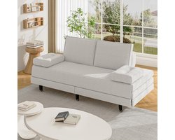 Uitschuifbare 2-in-1 Sofabed 90/180 x 200 cm - Vouwbare Sofa met Slaffunctie - 200 cm Breed - 2-Zits voor Woonkamer - Linnen (Wit)
