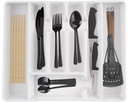 Uitschuifbare Bestekbak Wit 36,5x27,5 cm - Bestekhouder - Bestekcassette - Besteklade