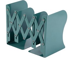 Uitschuifbare boekensteun (1 stuk) – Verstelbare, stevige boekenstandaard, eenvoudige, ruimtebesparende boekenplankorganizer voor studenten, thuis en op kantoor, macaronkleur, geschikt voor boeken van 10-50 cm (basis: 16,5 x 13,5 cm), Groen