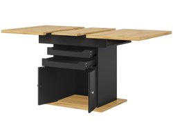 Uitschuifbare Eettafel 110-140 x 80 x 76 cm, Eettafel, Keukentafel, Opbergtafel – Geschikt voor 4-6 personen – Houtkleur, Met Opbergruimte