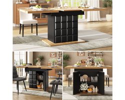 Uitschuifbare eettafel 110-140x80x75cm - keukentafel - geschikt voor keuken en woonkamer - tafelblad met ruitpatroon