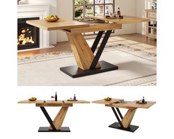 Uitschuifbare eettafel 120–160 x 75 x 75 -5 cm - keukentafel - voor keuken en woonkamer - tafelblad met houtnerf