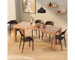 Uitschuifbare eettafel 120–200 x 80 x 76 cm – Rustiek Eiken Design – 6 tot 8 personen – Ruimtebesparende keukentafel & eetkamertafel – Made in Italy