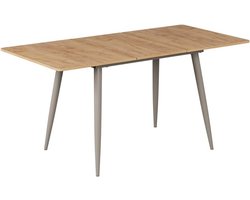 Uitschuifbare Eettafel 120x80 cm in Goldkraft Eiken en Grijs - Stijlvol en Modern