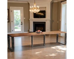 Uitschuifbare Eettafel – 130–250 cm – Hout met Fineer – Stirling Eiken – 8 Personen – Rechthoekig – Zwart Houten Onderstel – Scandinavisch Design