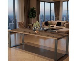 Uitschuifbare Eettafel – 130–265 cm – Donker Eiken Tafelblad & Zwart Houten Frame – Voor 12 Personen – Design Eettafel – Rechthoekig – Modern, Landelijk & Industrieel