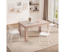 Uitschuifbare Eettafel 140-220 cm Iep Parel – Moderne Design Tafel voor 6 tot 8 Personen – Ruimtebesparend, Stevig & Stijlvol – Made in Italy – HomeByNicole Easy Extend