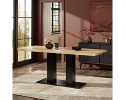 Uitschuifbare eettafel – 140/180 × 70 cm – geschikt voor 6-8 personen – rechthoekig – extra dik tafelblad – minimalistische stijl – geschikt voor de eetkamer, keuken en woonkamer – natuurlijk hout