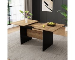 Uitschuifbare eettafel 140/180 x 80 cm, geschikt voor 4-6 personen, houtnerf. Rechthoekige eettafel, natuurlijk, uitschuifbare eettafel in minimalistische stijl.