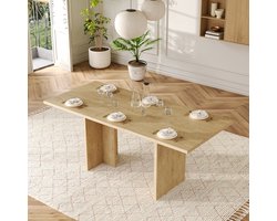 Uitschuifbare eettafel - 140/180x80 cm - voor 6-8 personen - rechthoekig - stevig tafelblad - voor eetkamer - keuken - woonkamer - eik