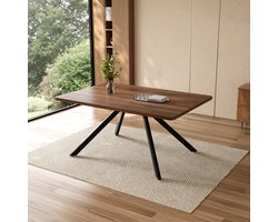 Uitschuifbare Eettafel 160-240x90 cm - Moderne Eettafel Met Verlengbaar Blad Voor 6-10 Personen - Luxe Tafel Met Stevige Metalen Poten - Rechthoekige Eettafel Voor Keuken En Eetkamer - Walnoot
