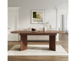 Uitschuifbare Eettafel 160/200x90 cm - Eettafel Met Afgeronde Hoeken En Verdikte Tafelblad 6-8 Personen Walnoot