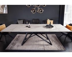 Uitschuifbare eettafel  180-220-260 cm keramiek blad in marmerlook Grijs/Wit