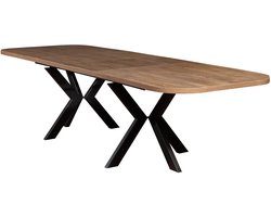 Uitschuifbare Eettafel 200–276 cm – Rechthoekige Tafel Natuurlijk Eiken met Metalen Frame – Industriële Tafel voor 12 Personen – Hout met Fineer – Stevige Grote Eetkamertafel – 100x76 cm