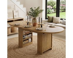 Uitschuifbare Eettafel 200x90x76 cm – Eettafel van MDF – Scandinavisch – Modern Design – Voor 6-8 Personen – Voor Keuken en Eetkamer – Eiken