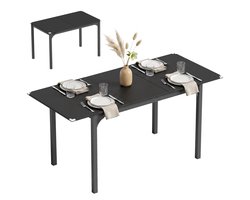 Uitschuifbare Eettafel 4-6 Personen, Uitbreidbaar 120-160 cm, Stalen Poten, Zwart