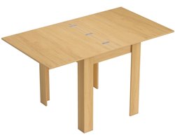 Uitschuifbare eettafel 70-140x80x77.5cm Houtkleur Metaal Moderne eettafel tafel met uitschuifbaar en inklapbaar ontwerp geschikt voor keuken en eetkamer voor 4-6 personen
