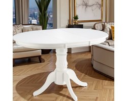 Uitschuifbare Eettafel – 90-124 cm – Ovale Tafel – Modern Wit – Geschikt voor 2 tot 4 Personen – Compact & Stijlvol Design